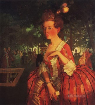 コンスタンチン・ソモフ Painting - 赤いドレスを着た若い女の子 手紙を持つ少女 コンスタンチン・ソモフ